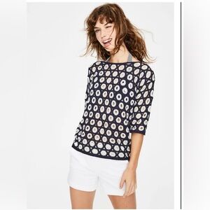 Boden Elana Jumper Sweater Circles Crochet Size Small Blue‎